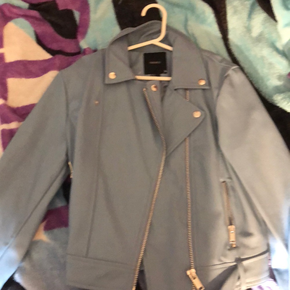 baby blue leather jacket
